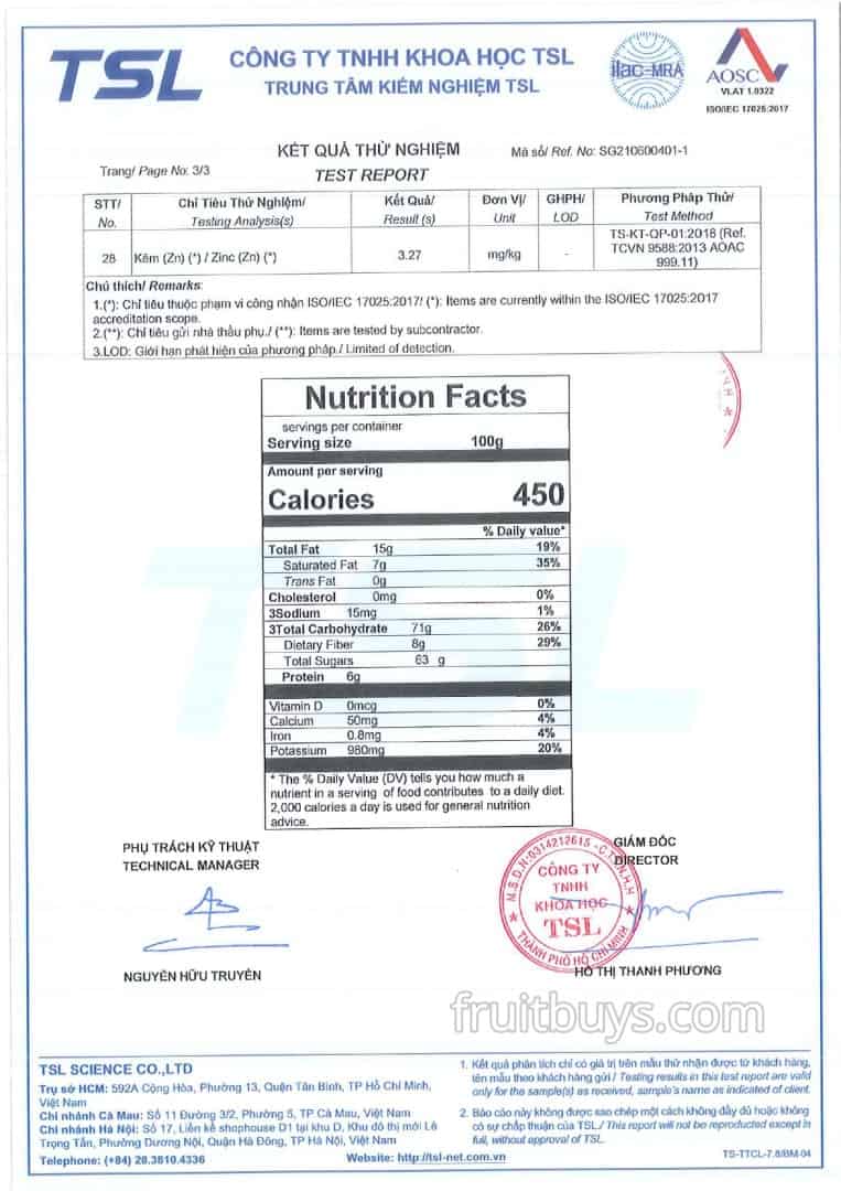 FruitBuys Vietnam Nutrition Test Report Of Jackfruit Chips 3_1