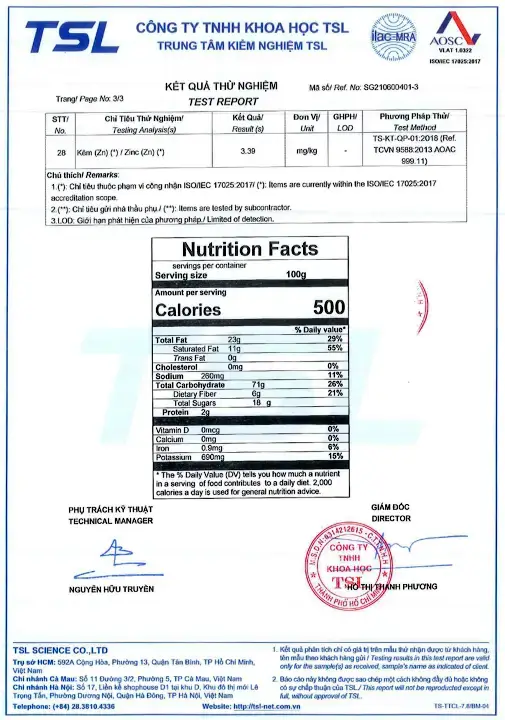 FruitBuys Vietnam Test Report Nutrition Facts Potato Chips (3)