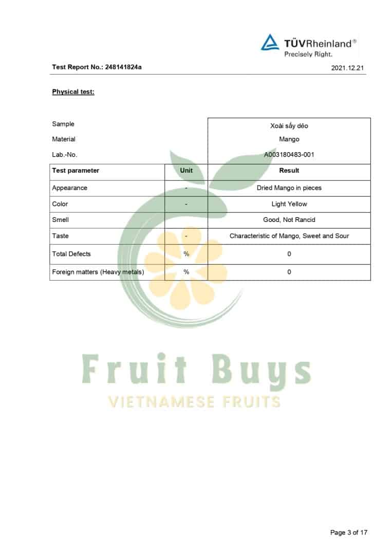 FruitBuys Vietnam Test Report Dried Mango Slices Low Sugar (3)