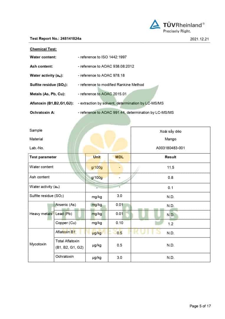 Dried Mango Slices 10 FruitBuys Vietnam Test Report Dried Mango Slices Low Sugar (5)