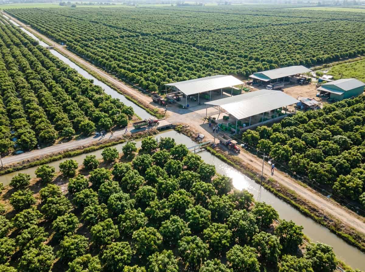 Aerial View Of Massive Mango Plantations In Dong Thap Vietnams Primary Sourcing Hub