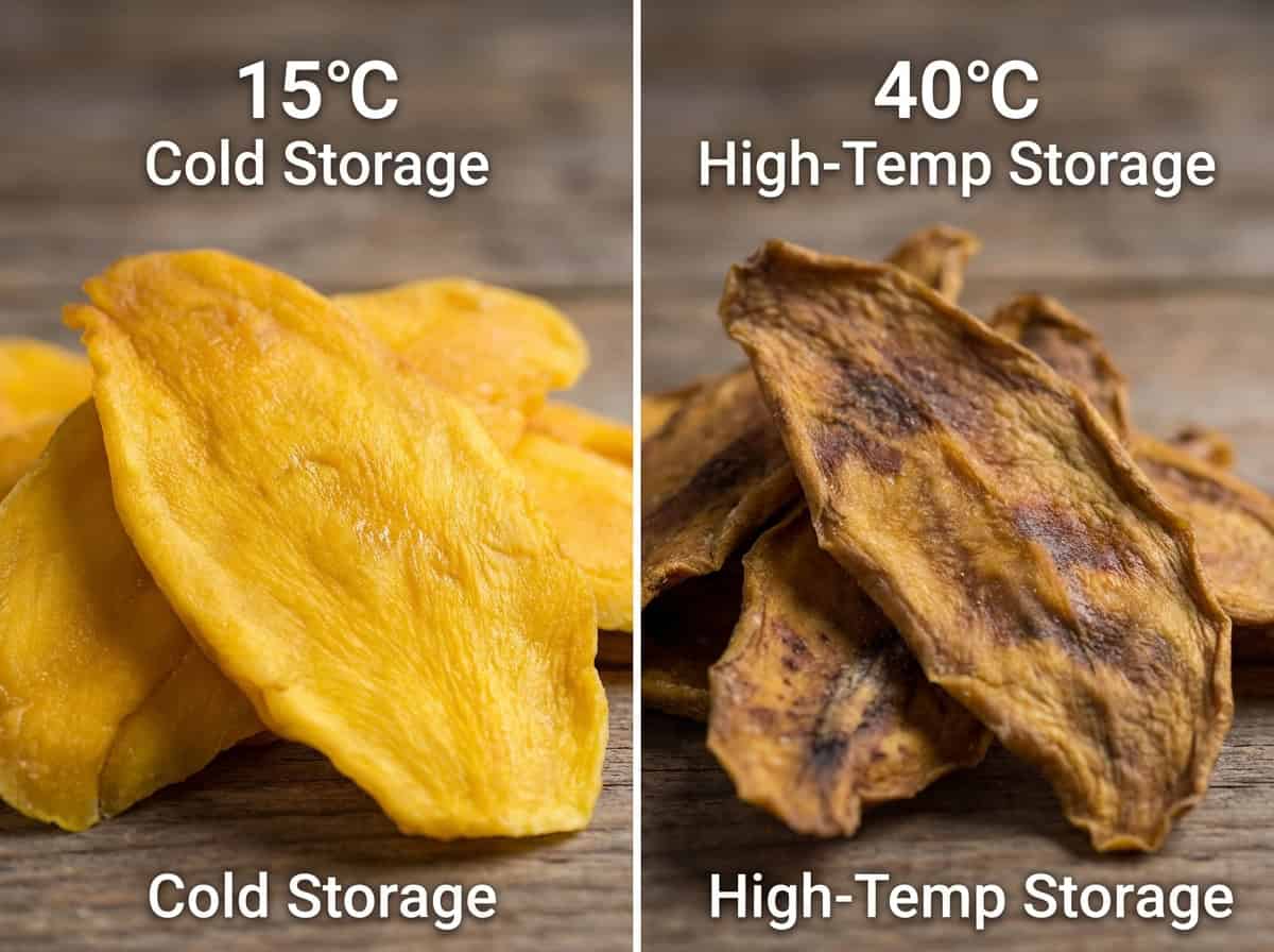 Comparison Of Dried Mango Color Stability Between Cold Storage And High Temperature Storage