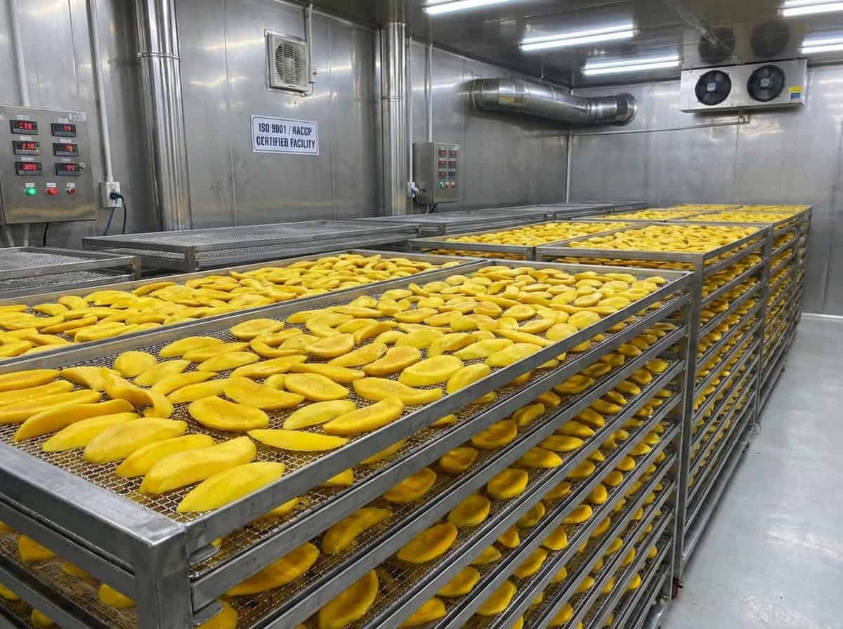 Professional Hot Air Drying Process For Mango Slices In A Certified Vietnamese Facility
