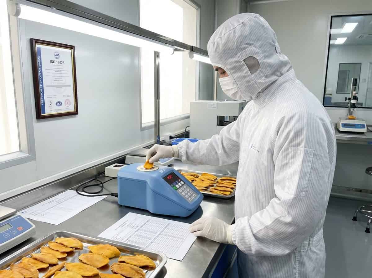 quality control testing for sugar content in dried mango production