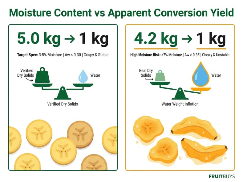 side by side split infographic comparing true dry yield against moisture inflated yield risks